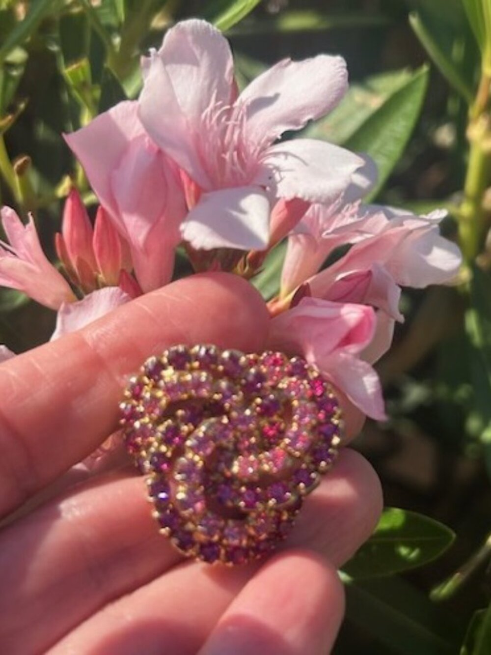 MADE IN AUSTRIA Pink Fuchsia Crystal Gold BROOCH